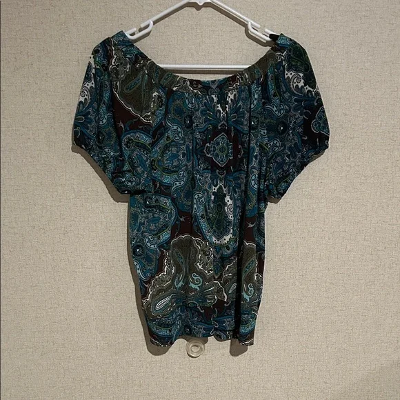 Cato Blue and Green Paisley Blouse - Picture 3 of 4